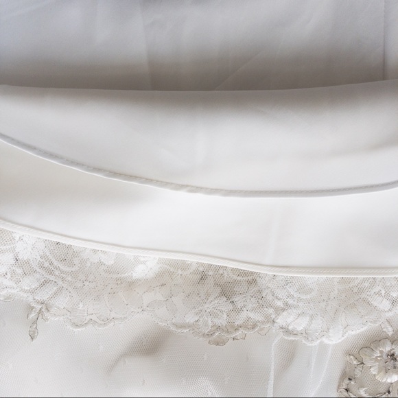 ALFRED ANGELO Strapless Cream Satin/Lace/Flower Detail Women's Dress Size M - Picture 12 of 15